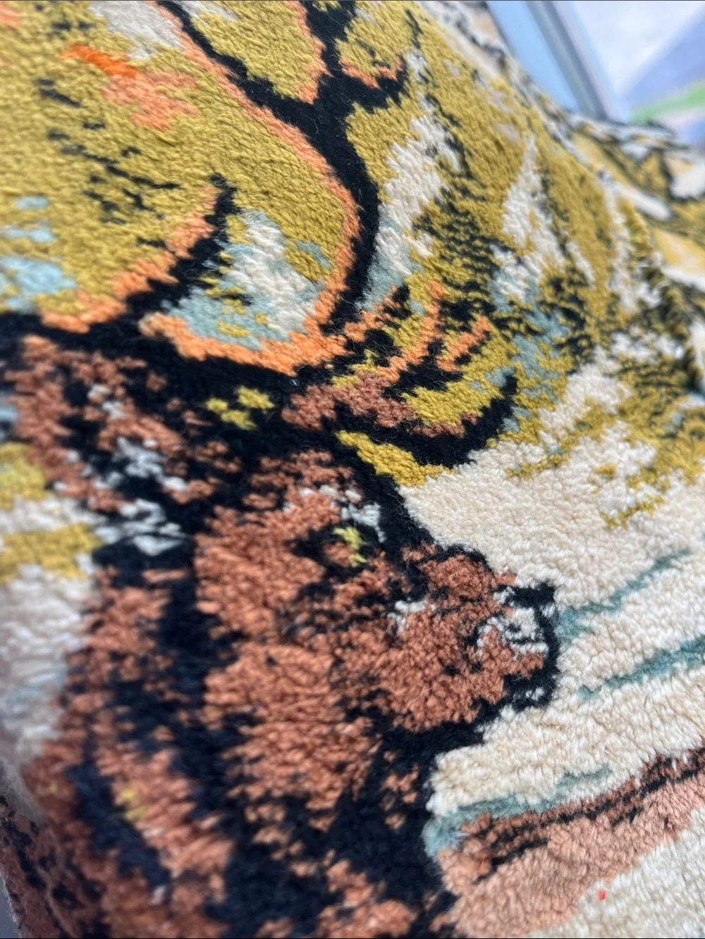 Vtg Deer Snow Woods Scene Tapestry Wall Hanging Table Runner 38.5x19.75 Cabin